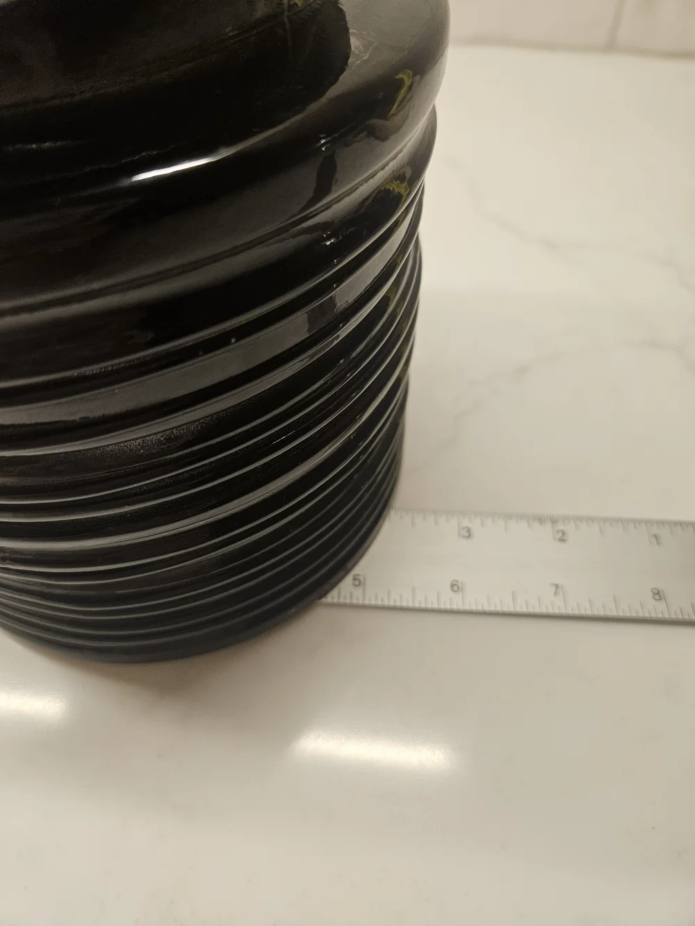 Black Ribbed Glass Vase